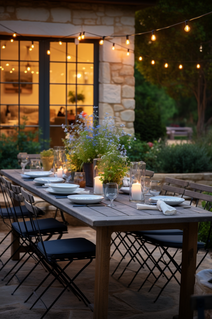 A wooden table and chairs that bring a touch of rustic elegance to your countryside house.