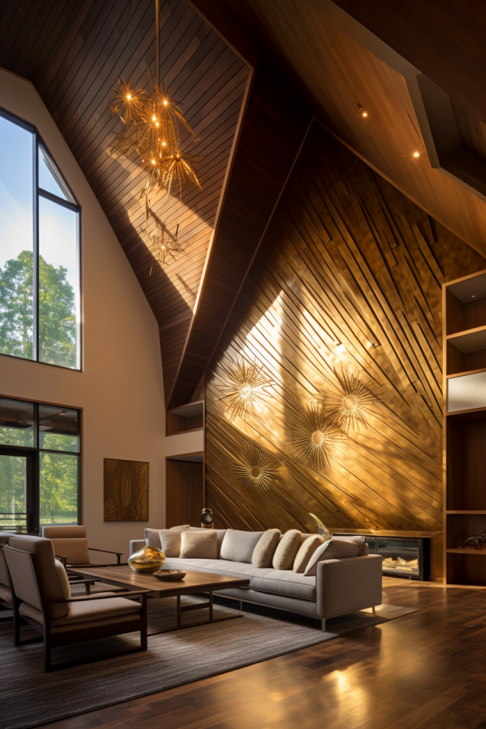 A countryside house with a wooden ceiling, providing interior design inspiration.
