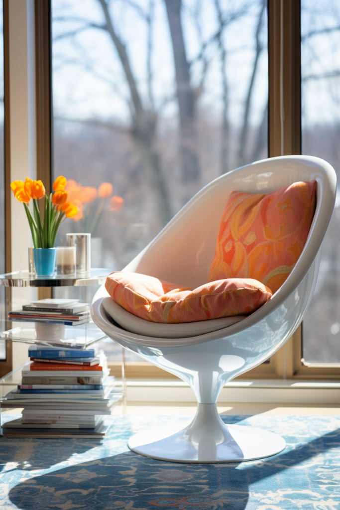 A cozy chair in front of a window, offering reading bliss.