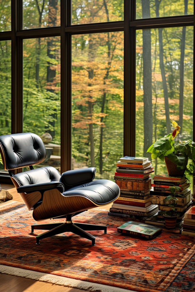 A cozy chair in front of a window, offering reading bliss.