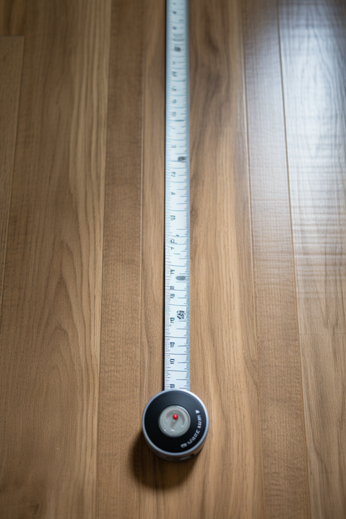 A versatile ruler with dual-purpose functionality, suitable for furniture selection and ideal for use on wooden floors.