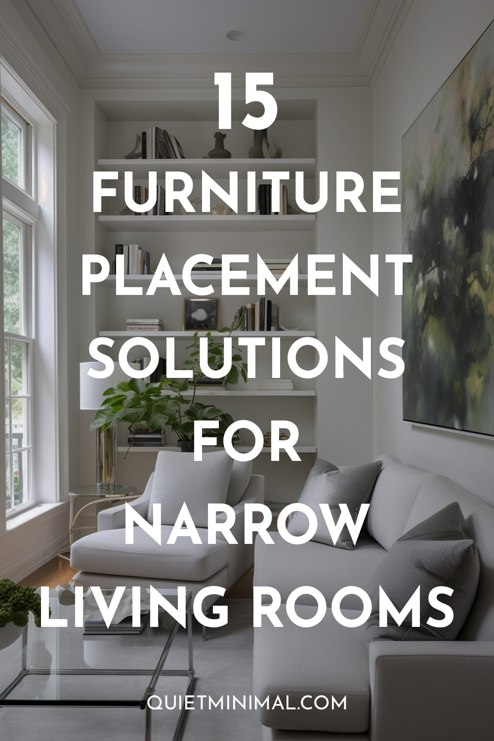 Discover 15 furniture placement solutions to optimize your narrow living room space.