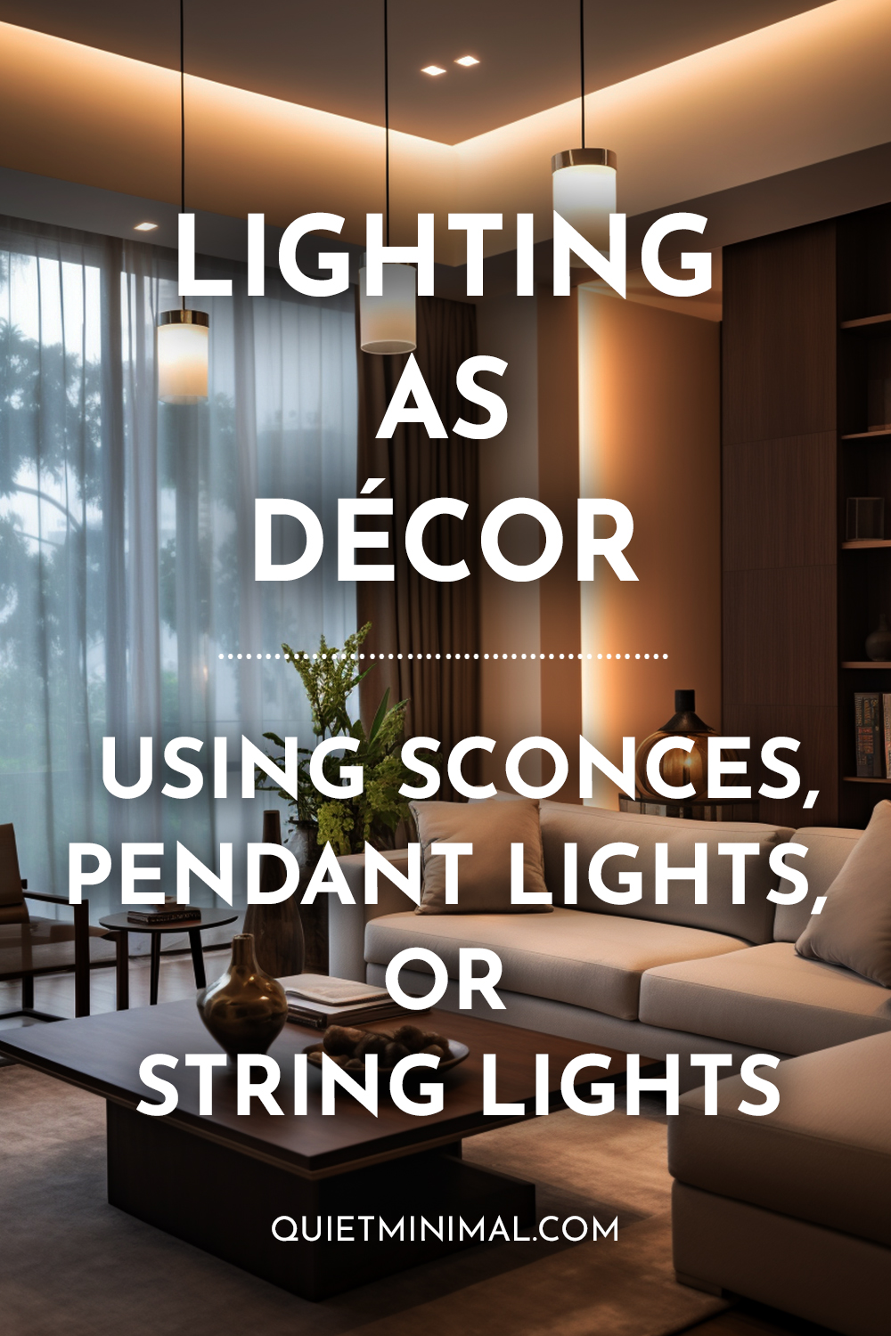 Lighting as décor using sconces and pendant lights.
