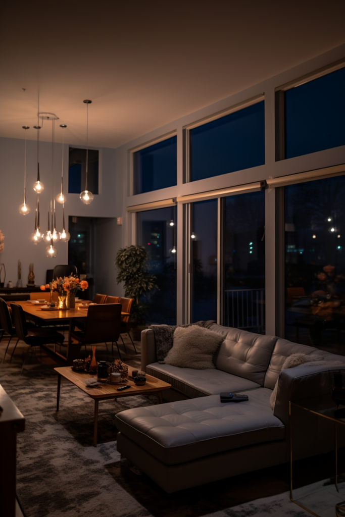 A living room with large windows designed to enhance lighting.