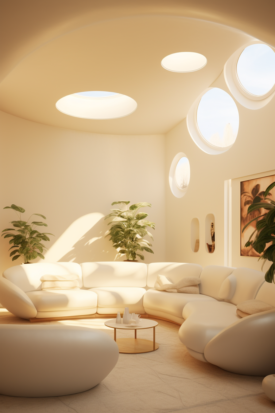 A white couch in a living room, maximizing natural light.