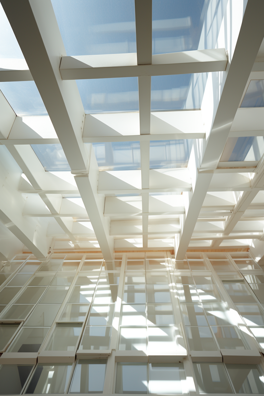 A skylight in the ceiling of a building, maximizing natural light in living rooms.