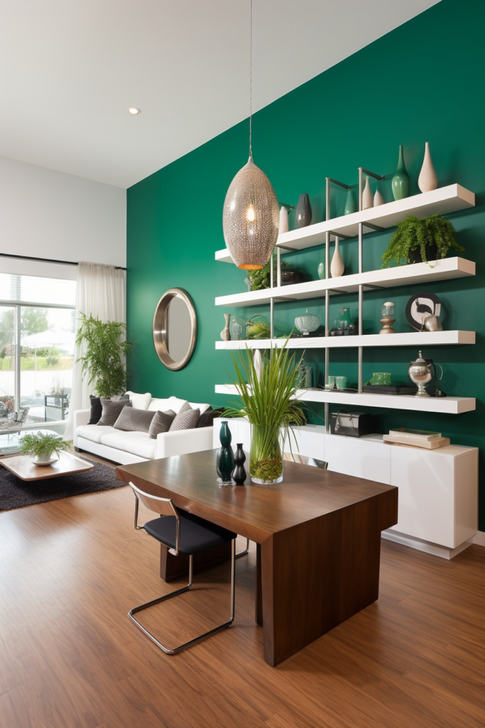 Overcoming the challenge of arranging living room layouts with green walls.