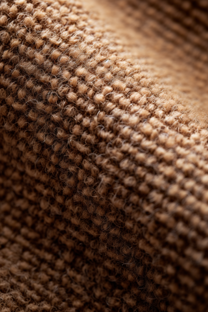 A close up image of a brown fabric, showcasing the latest interior design trends for 2024.