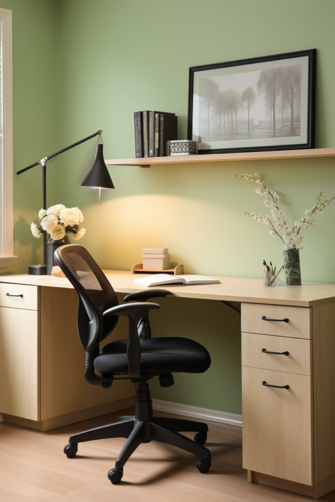 A trendy desk in a modernly designed room that embodies the interior design trends of 2024.