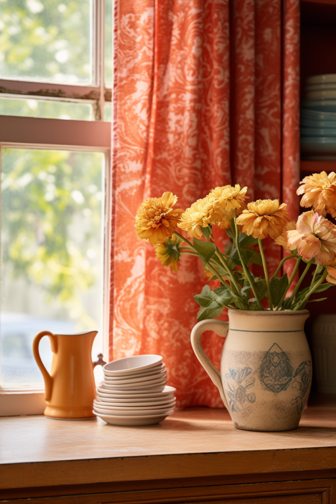 A stunning vase of flowers on a window sill, creating visual harmony.