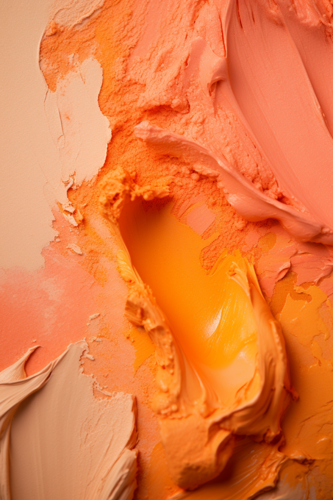 A close up of vibrant orange and yellow paint, creating visual harmony on a white background.