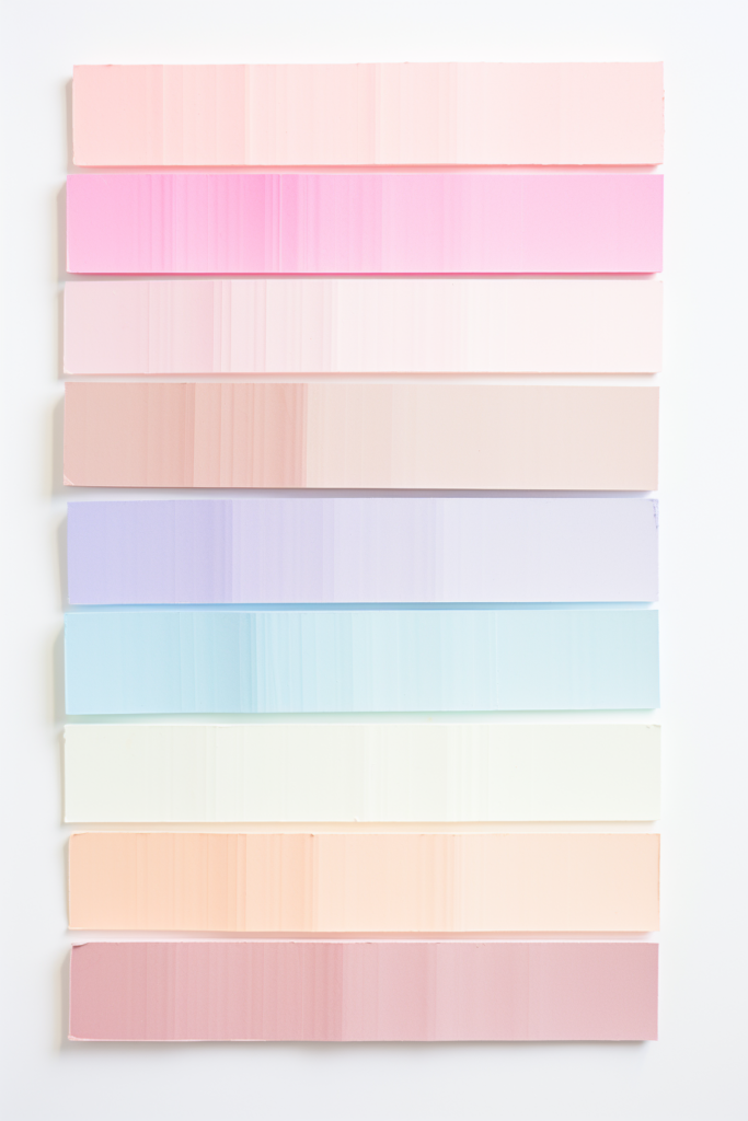A row of pastel colored stripes on a white background creates visual harmony.