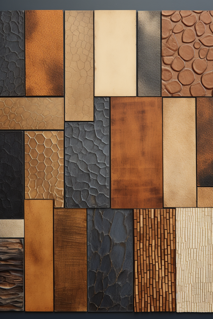 A visually interesting piece of leather with different colors and textures.