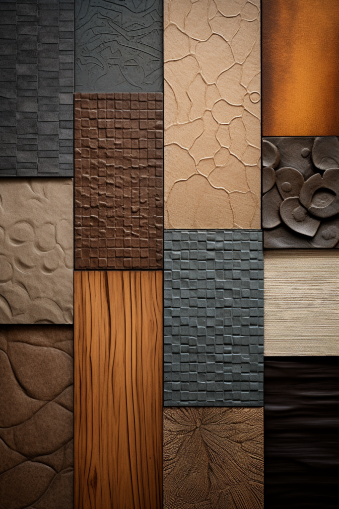 A visually intriguing collection of textured wall treatments in a variety of colors.