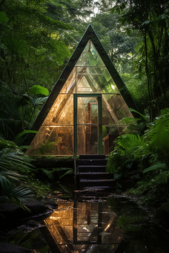 An innovative glass house nestled in the breathless forest.