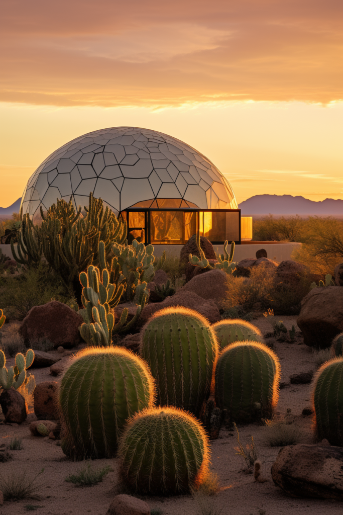 Innovative cactus plants in the desert.