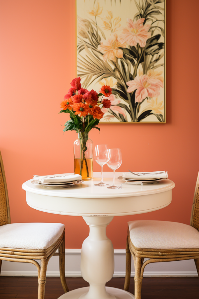 A white table and chairs perfectly complement the color trends of Home Decor in 2024.