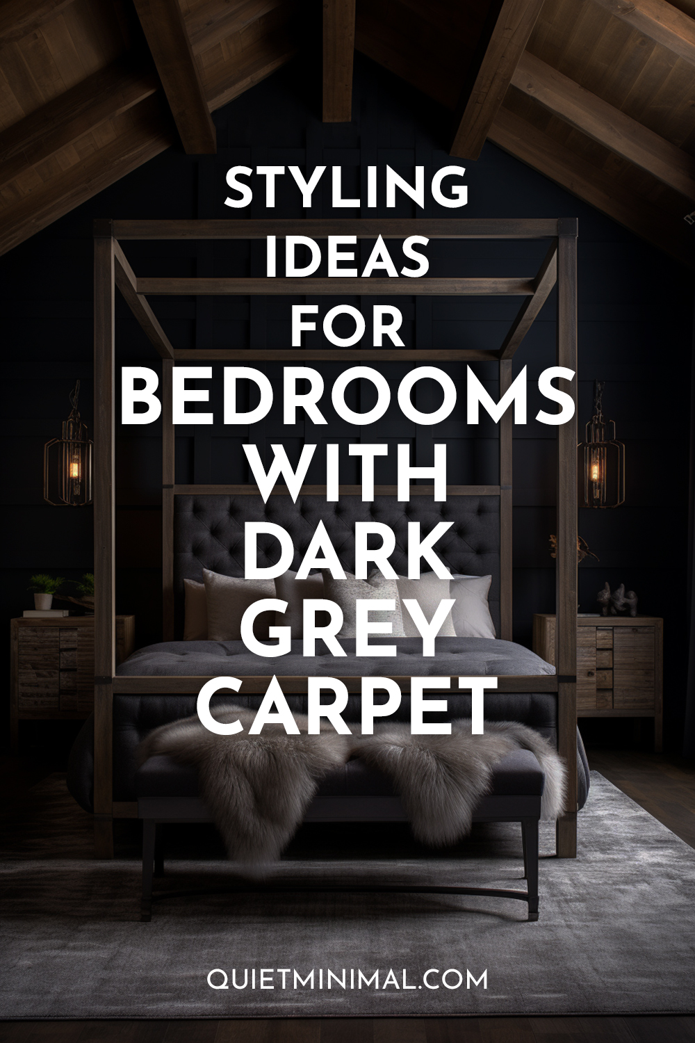 Discover stylish ideas for transforming your bedroom into an elegant retreat adorned with dark grey carpet.