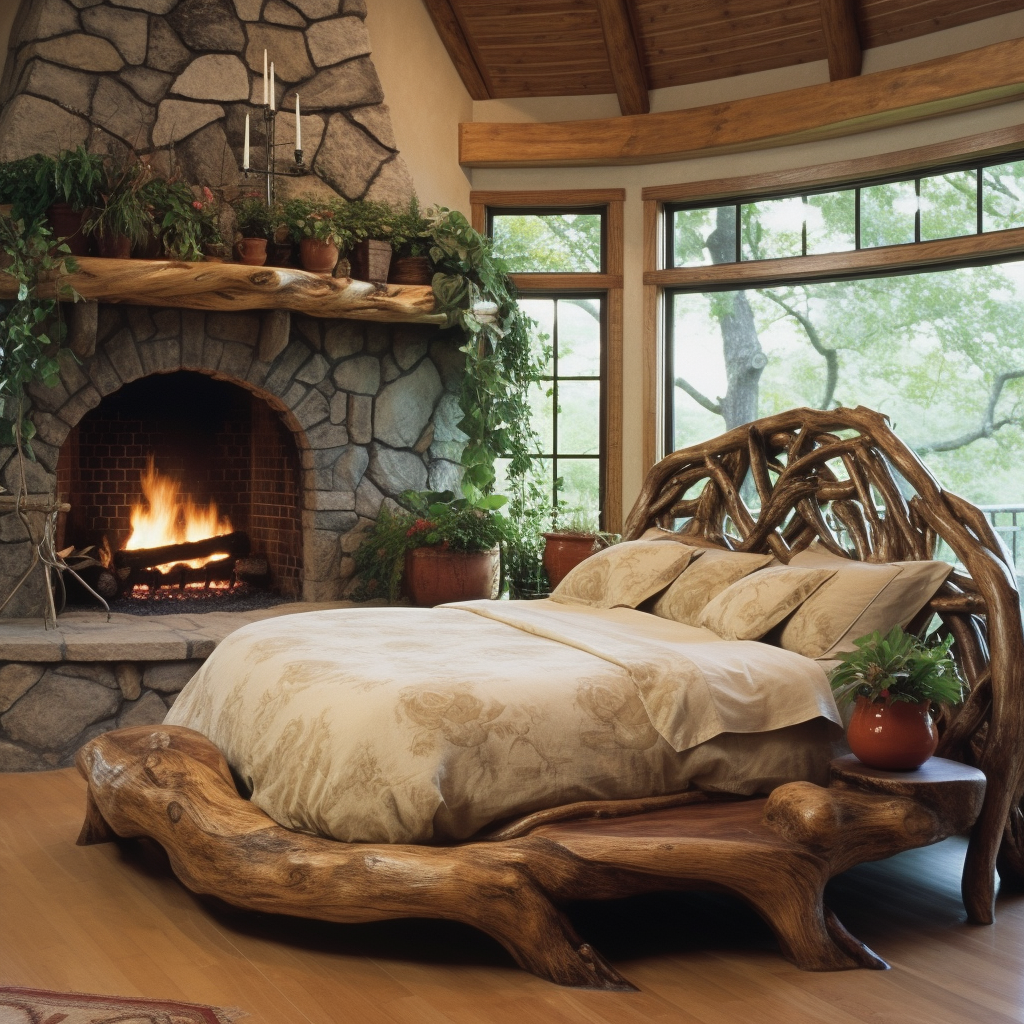 The wood bed awakens imagination.