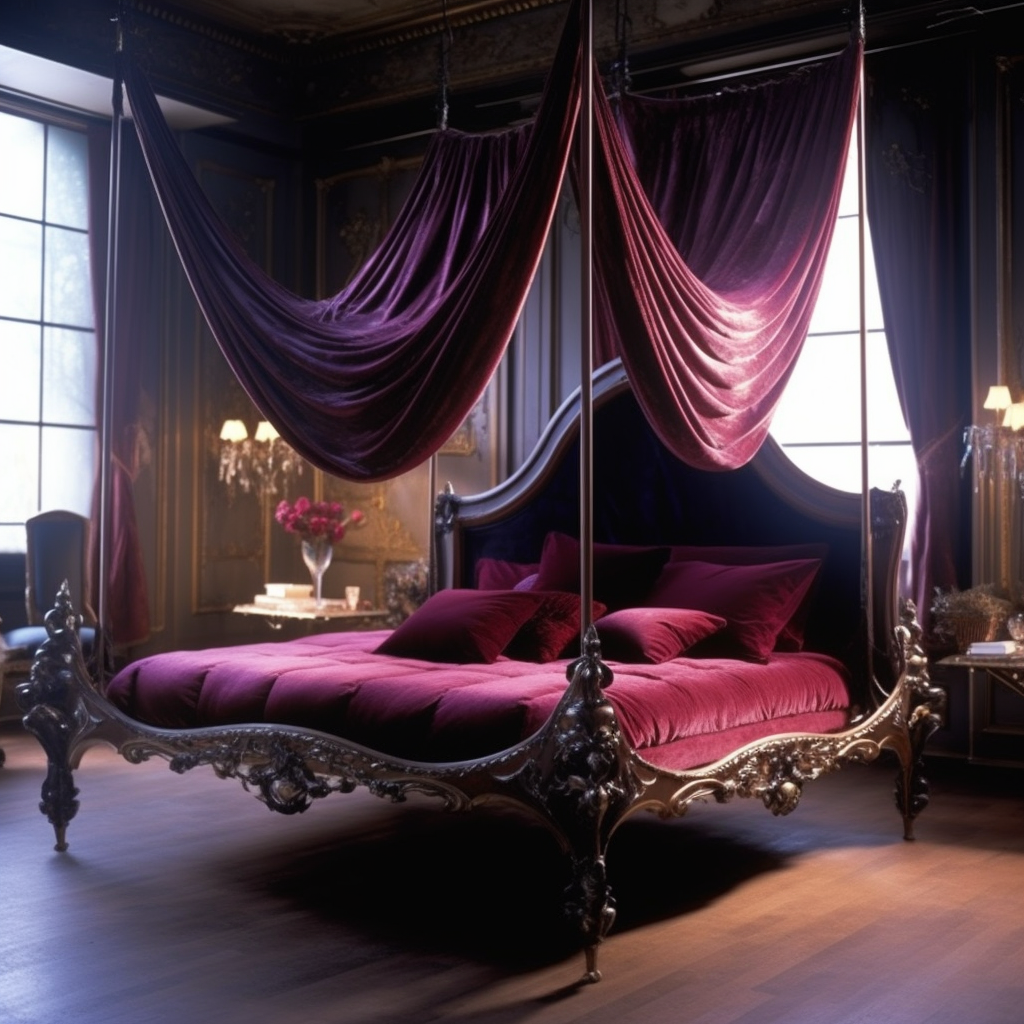 A dreamy bedroom with a canopy bed.