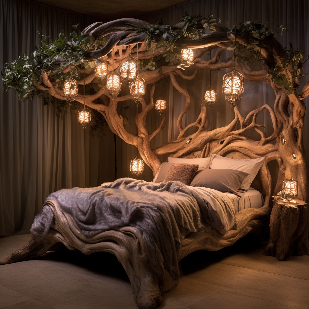 Awaken your imagination with this fantasy bed made from a tree trunk.