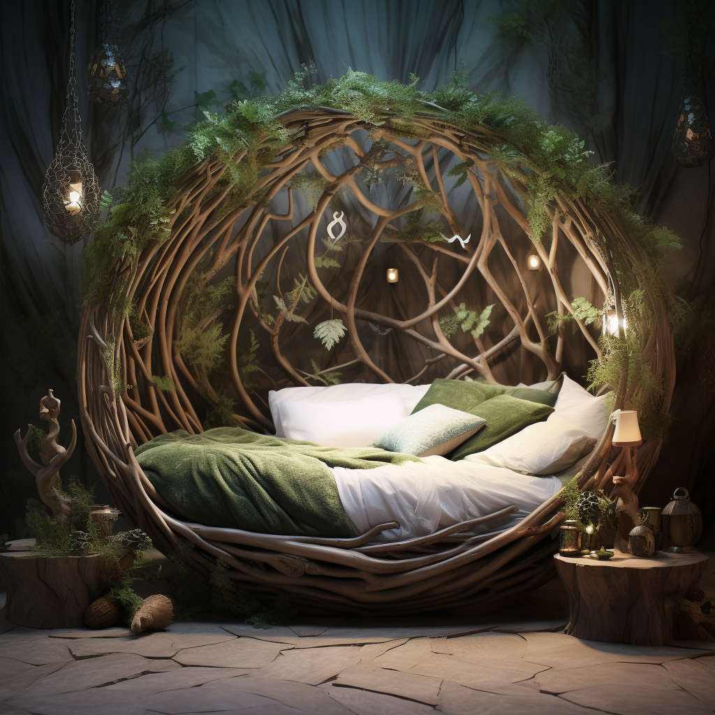 A bed with a dreamy design in the shape of a bird cage, awakening imagination.