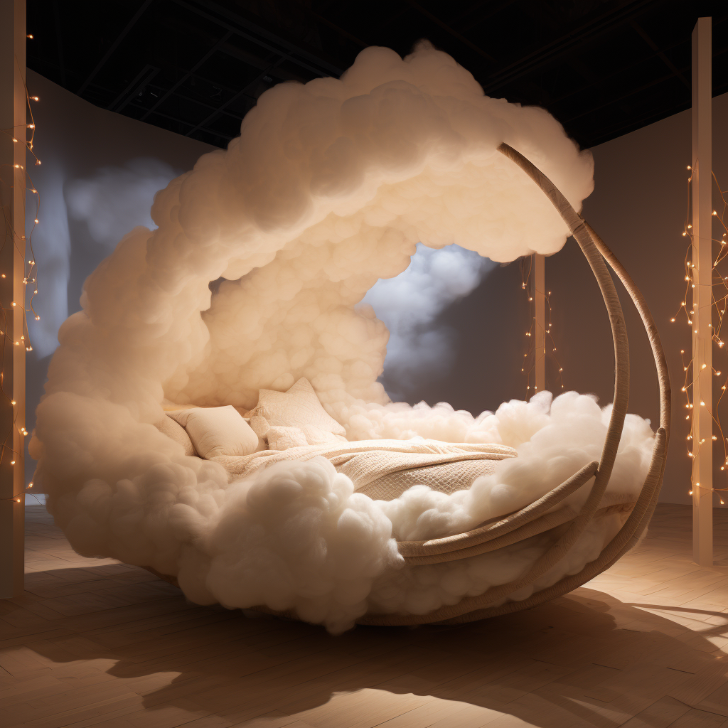 This dreamy bed made out of clouds is the epitome of a fantasy bed, awakening imagination and providing a truly enchanting sleeping experience.
