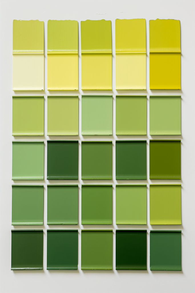 A green color palette on a white background, perfect for a home office.