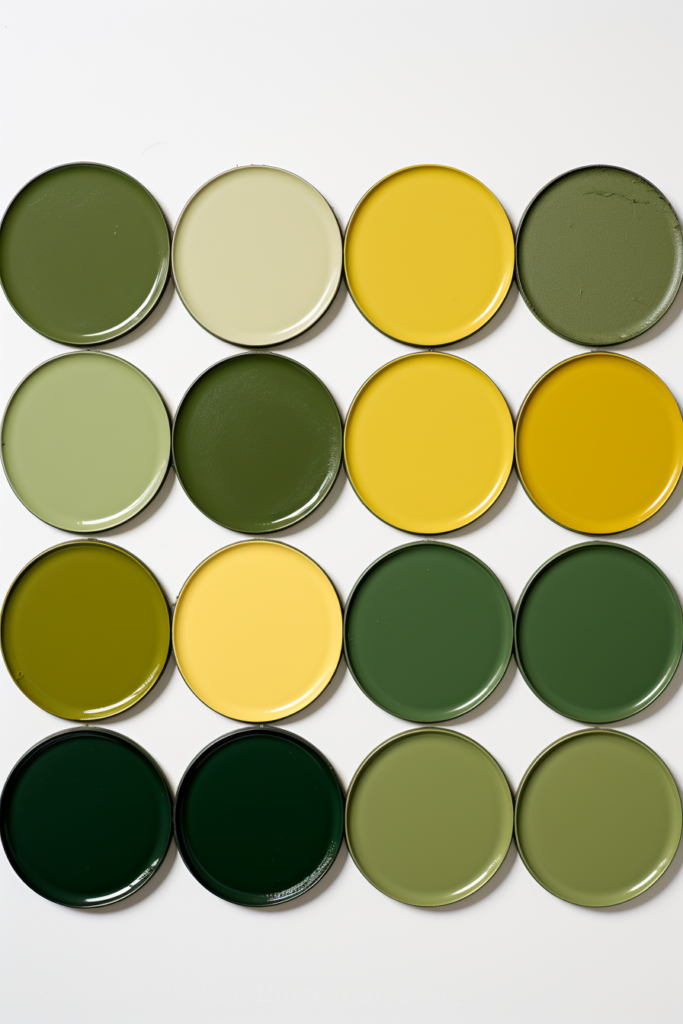 A set of green and yellow plates on a white background, perfect for adding a touch of color to your home office.