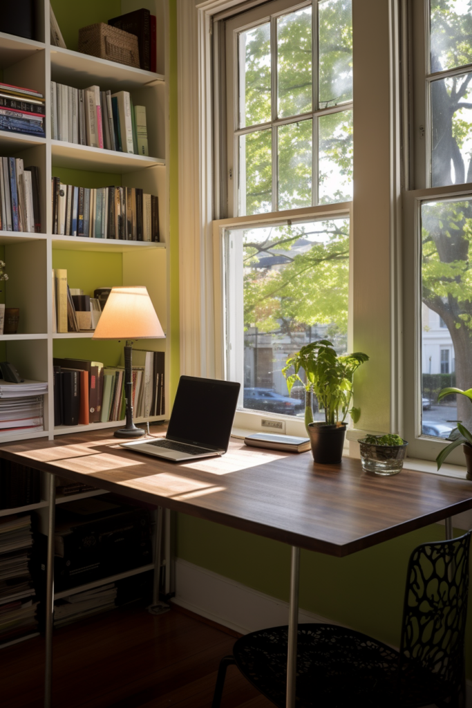 Looking for budget-friendly home office ideas? Transform any room with a desk, bookshelves, and a window.