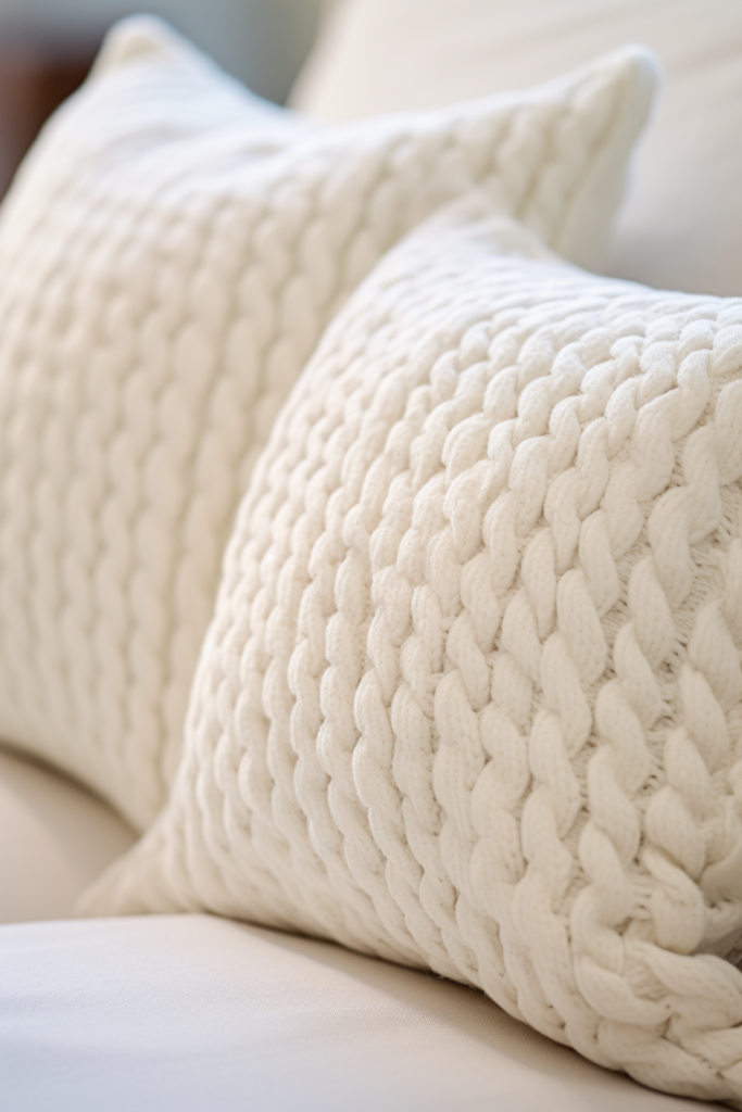Two cozy white pillows on a bed.