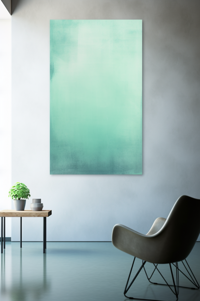 Elevate your living room space with a stunning green abstract painting as your large wall art idea.