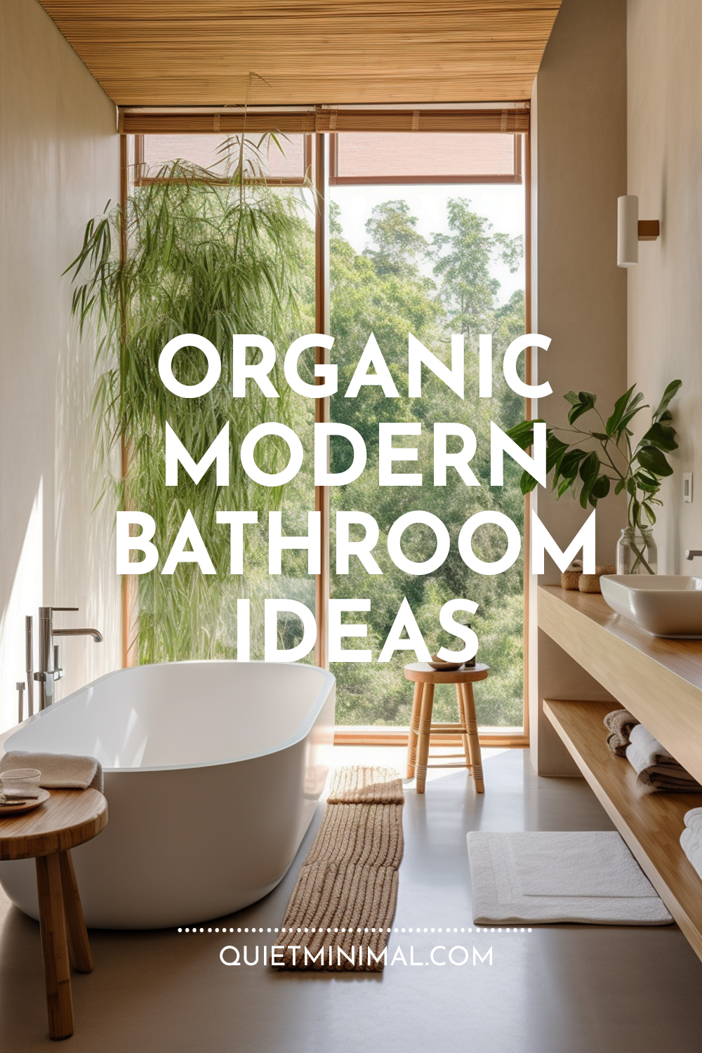 An exquisite and minimalistic organic modern bathroom that embodies the latest ideas in bathroom design.