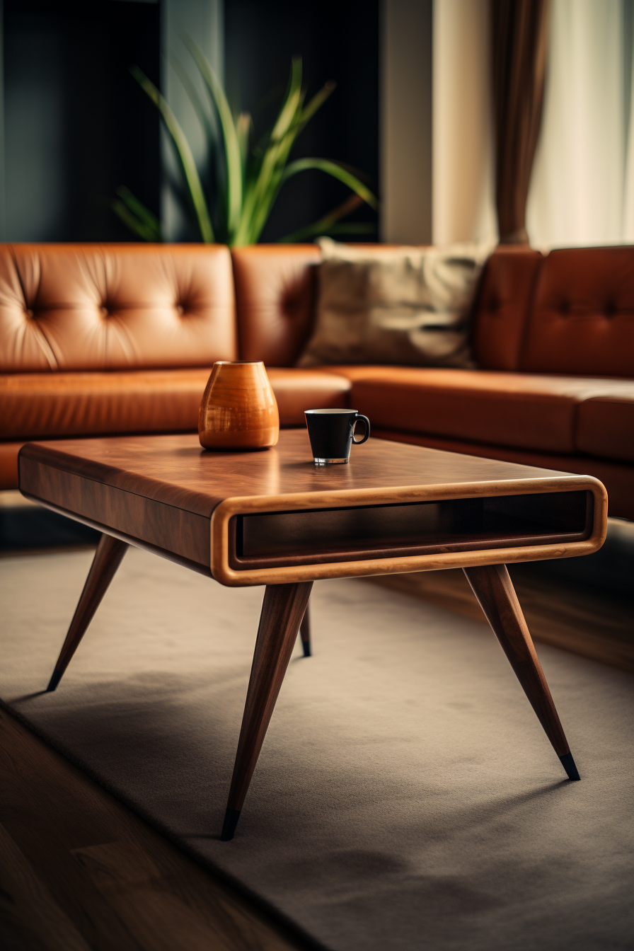 A sleek coffee table in a modern living room.