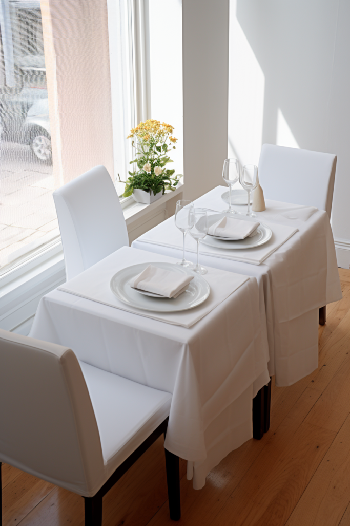 A stylish rectangular dining table and chairs in a contemporary dining room.