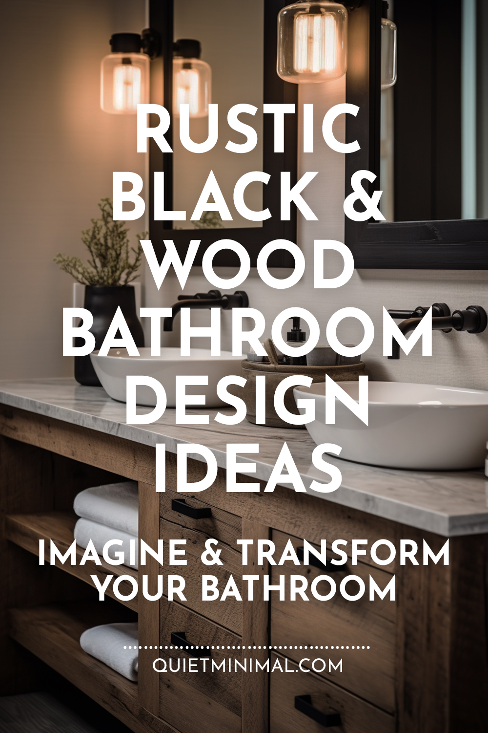 Rustic retreat with black and wood bathroom design ideas.